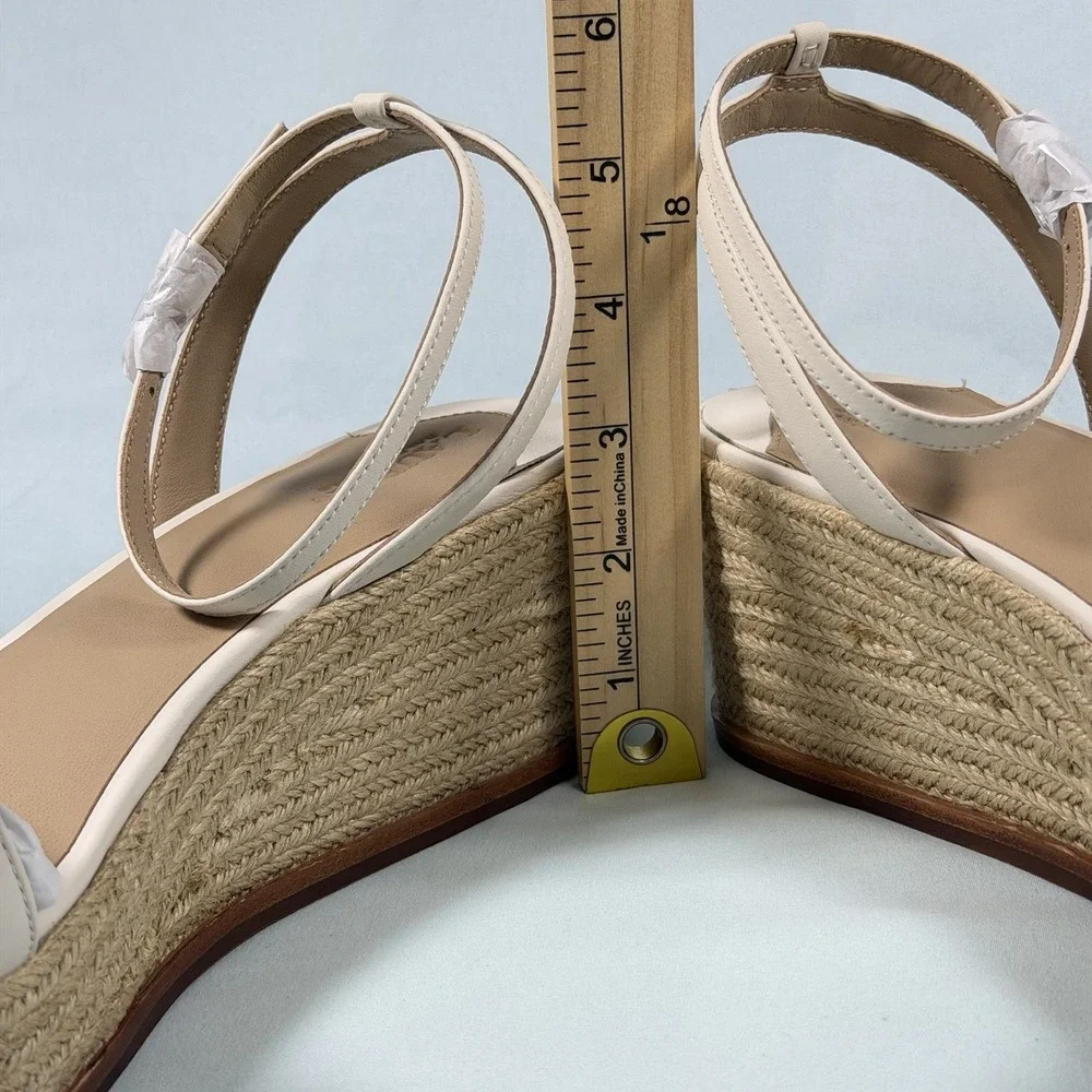 Laure Ralph Lauren Size-11B Leona Espadrille Platform Wedge Sandal Leather White